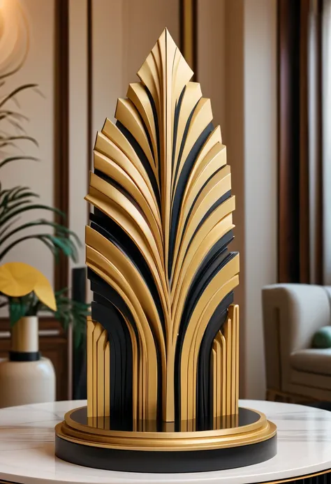 art deco design，Three-dimensional sculpture，Abstraction，modern style，Luxury and Luxury