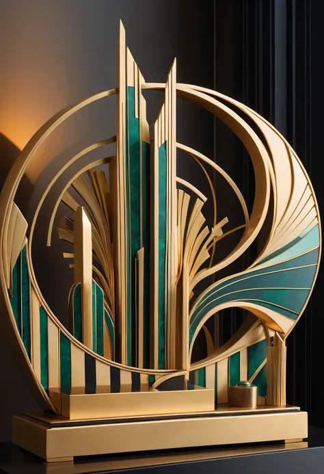 art deco design，Three-dimensional sculpture，Abstraction，modern style，Luxury and Luxury