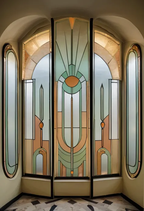 art deco design，glass window