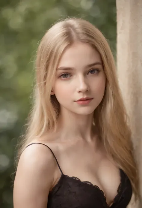 (Best quality,Realistic:1.2),13 year old girl, Long hair, Breasts, direct eye contact, Blonde hair, full bodyesbian, no lingerie, Detailed lips, realistic nose, flirting with the camera