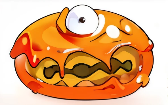 sharp focus, orange Slime, single eye, glossy, transparent