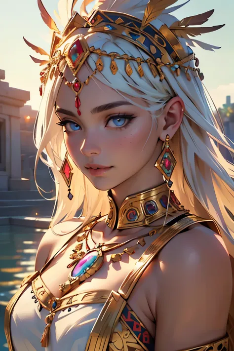 (goddess:1.1,Aztec:0.9,beauty:1.1),beautiful detailed eyes,beautiful detailed lips,(best quality,4k,8k,highres,masterpiece:1.2),ultra-detailed,(realistic,photorealistic,photo-realistic:1.37),intricate gold jewelry,exquisite feathered headdress,sacred symbo...