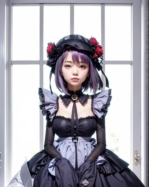 Shizuku Kuroe, My Dress Up Darling, purple hair, busty, black hairnet