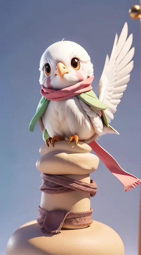 cockatiel bird mini chibi smiling, with a scarf because&#39;Its cold