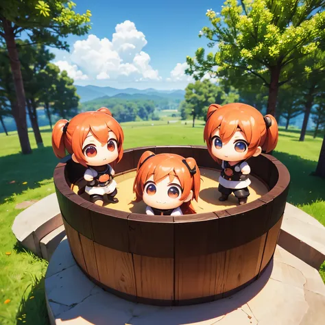 best quality, (chibi character, super deformed, full body, big head:1.5, 3D), cute chibi characters waiting in the nest for their parents to return, fantasy