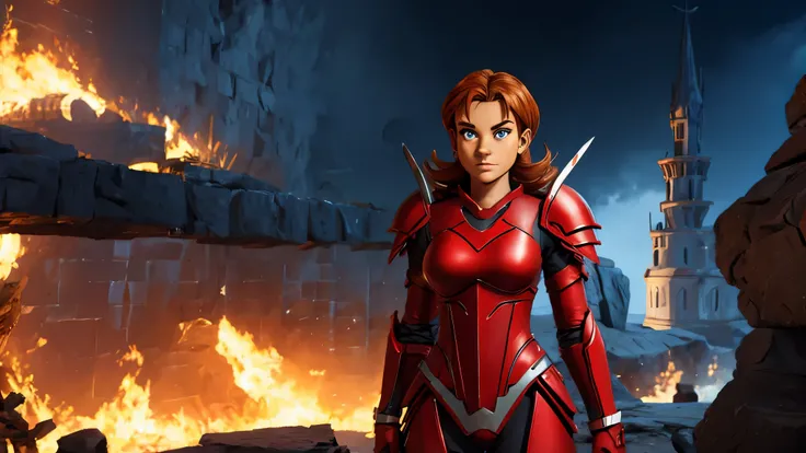 irma lair from the w.i.t.c.h. in the red battle armor