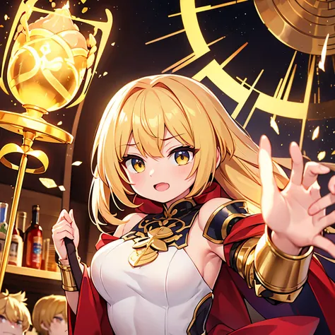 Gilgamesh (fgo) throwing a bar of gold at emyia (fgo)