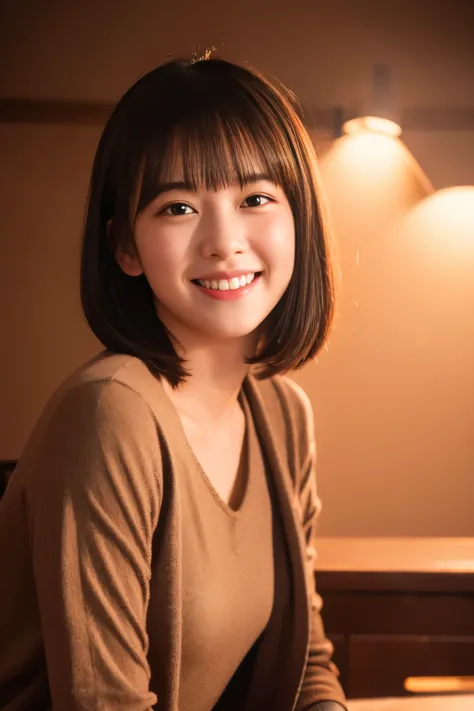 1 slender girl, bangs, smiling, with staff, cinematic lighting, (8k, masterpiece, top quality, raw photo), action