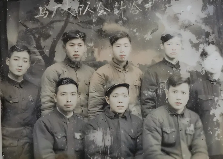 old photo上色，True color film restoration，Photo of a group of dressed men posing for a photo, World War II period photos, very Old photos, Old photos, Old photosgraph,  ww2 photo, war photos, war photosgraph, old photos, old photo, old color photo, Inspired ...