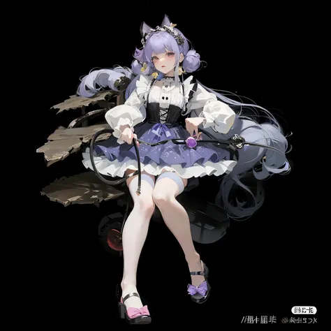 Araf doll wearing purple dress and white top, ball jointed doll, maid outfit, Hanaka Tomokatsu Girl,  wearing clothes, dark purple garments, 穿着maid outfit的动漫女孩, Anime vtuber full body model, anime barbie doll, Moon themed clothing, victorian gothic lolita ...