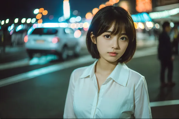 ((highest quality:1.5)) ((photographのようにリアル:1.3)) Super detailed　super high quality　super high quality　surreal　photograph　japanese woman　Fair skin　16 years old　((half-open lips:1.3))　Beautiful and soft skin　Beautifully styled straight short hair　beautiful ...