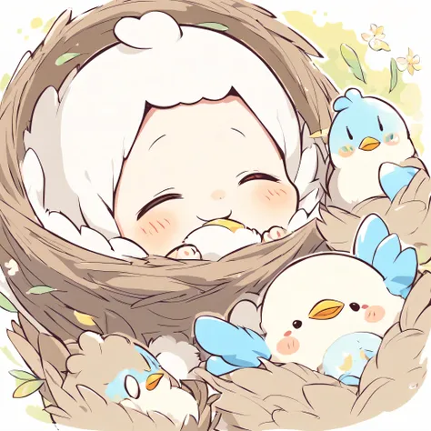 A baby bird pokes its head out of its nest box and begs for food..,Piyopiyo,mother bird is back,Little blue bird:cute,cute,Beautiful feathers:shiny,baby bird wrapped in feathers,Happy sight,adorable,joy