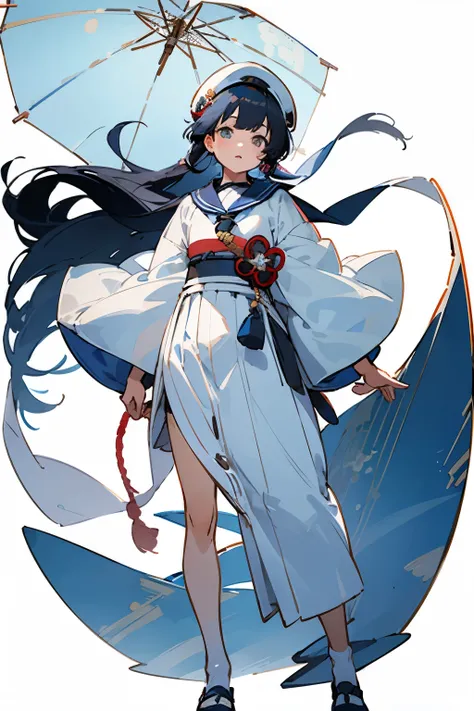 girl,solo,standing+, (full length)+,sailor,skirt,shoes,(white background)+++,(Transparent Background)+++,japanese anime