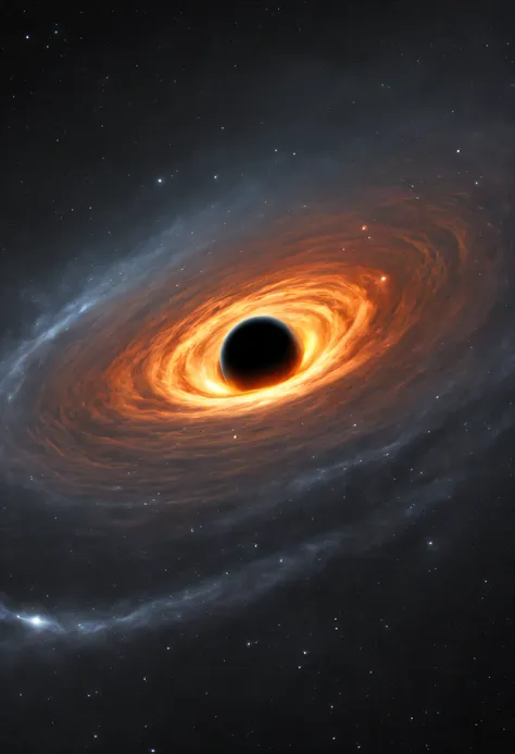 a huge black hole distorts the space around it