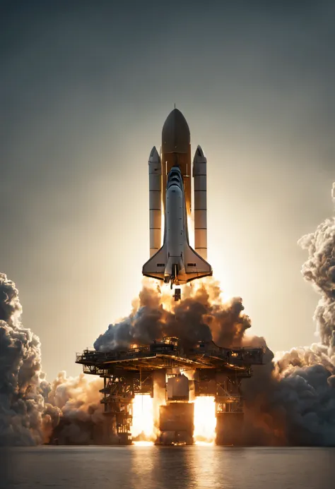 the space shuttle sets off on a mission