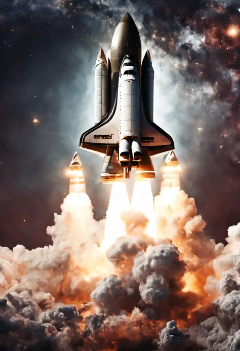 the space shuttle sets off on a mission