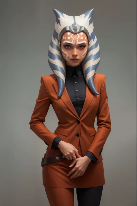 ahsoka_tano, orange skin, facial mark, tattoo Business Suit