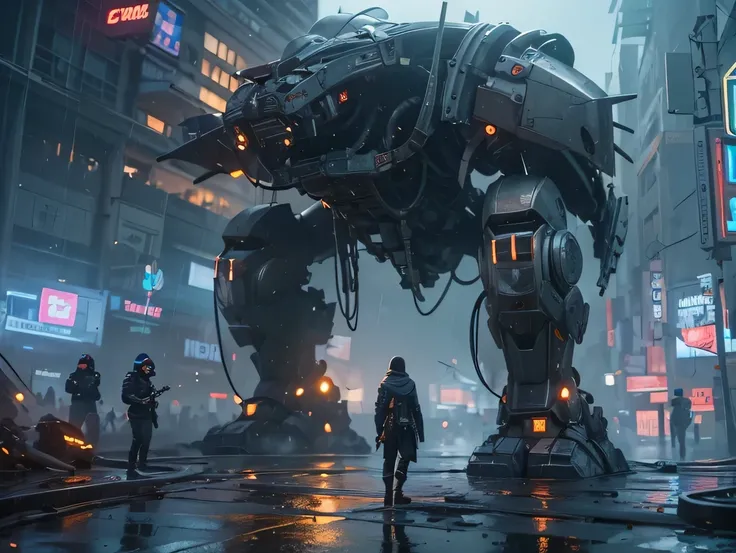 cyberpunk world war 3, cinematic composition, Fantasy digital painting by Greg Rutkowski and James Gurney, Trending at Art Station, very detailed, hyper realistic, realistic, photorealistic, dynamic lighting, very detailed, cinematic landscape, Studio Land...