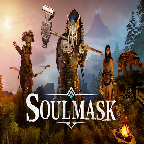 The image of Arafad is of a group of men standing in a field with large axes, 3 rd person action adventure rpg, game封面, 新视频game的封面, skimask, soullike, Set in the world of Guild Wars 2, video game封面, 3 rd person action adventure, mask, PS5game, game, steam ...