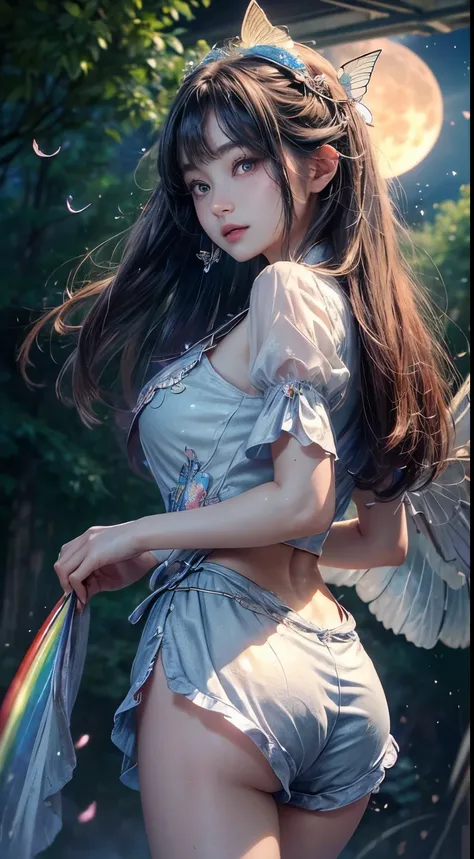 (masterpiece)、(highest quality)、((Super detailed))、(High resolution)、(Detailed CG illustration)、((very delicate and beautiful))、(sharp focus)、cinematic light、amazing fantasy art、mythic fantasy、dream、((rainbow))、fairy tale、mystery and magical power、1 girl、m...