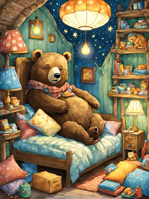 cutean illustration,underground:endures:in the hole,bear family:animal:hibernating:cute:nestle:sleep:comfortable and warm:looks ...