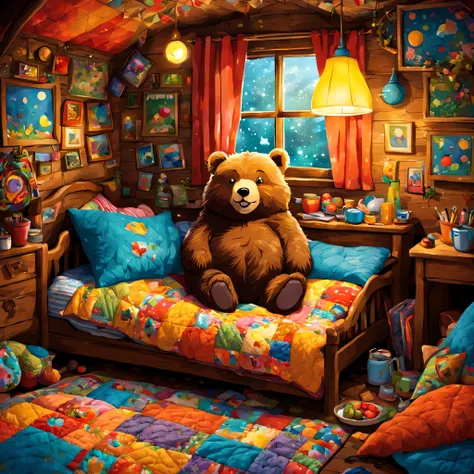 cutean illustration,underground:endures:in the hole,bear brother:subbear:animal:hibernating:cute:nestle:sleep:comfortable and wa...