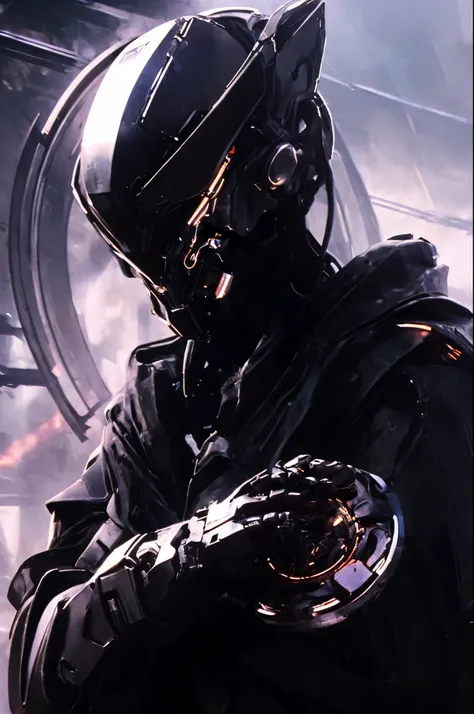 there is a man in a helmet and gloves holding a gun, unreal 6 breathtaking detailed, unreal engine character art, style of raymond swanland, inspired by Marek Okon, ray swanland, inspired by Raymond Swanland, unreal 5 render, wlop. scifi, cybernetic and hi...