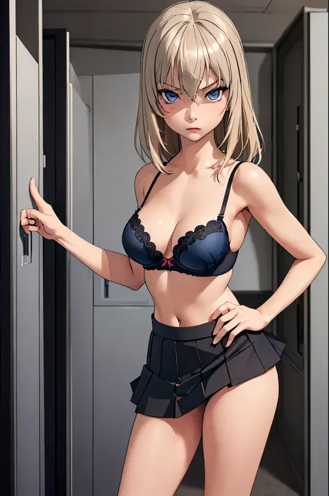 masterpiece, best quality, itsumi erika, 1girl, ashen blonde hair, blue eyes, solo, medium breasts, naked body, black skirt, sex...