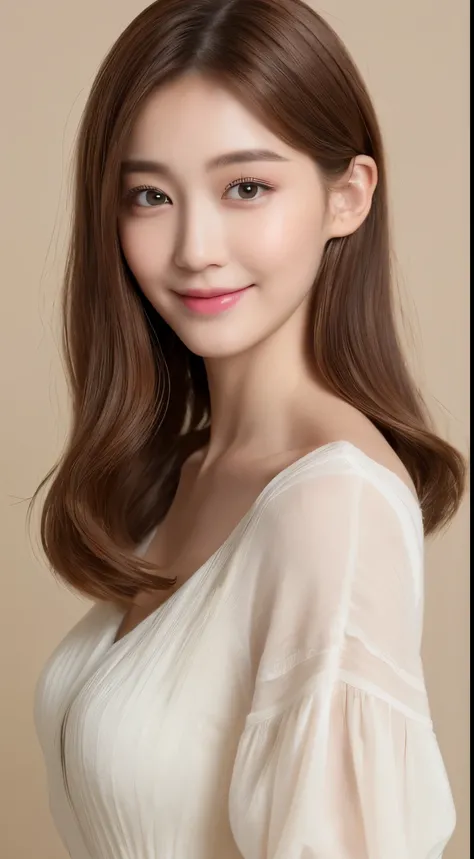 ((Best Quality, 8K, Masterpiece: 1.3)), 1 Girl, Slim Abs Beauty: 1.3, (Hairstyle Brown Hair Shortcut, Big: 1.2), Dress: 1.1, Super Slender Face, Delicate Eyes, Double Eyelids, Smile, Home, Raw Photo