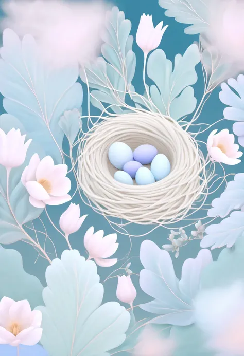 Nest，pastel tones，Light style，Comfortable and calm，nature，warm and cozy，garden，hyper detailed masterpiece, Dynamic, good quality,Floating Extra Large Ethereal Dream DonMW15pXL  