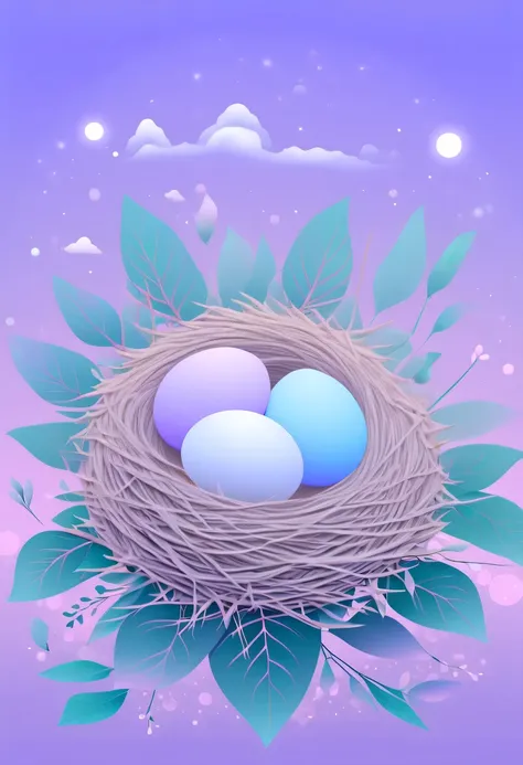 Nest，pastel tones，Light style，Comfortable and calm，nature，warm and cozy，garden，hyper detailed masterpiece, Dynamic, good quality,Floating Extra Large Ethereal Dream DonMW15pXL