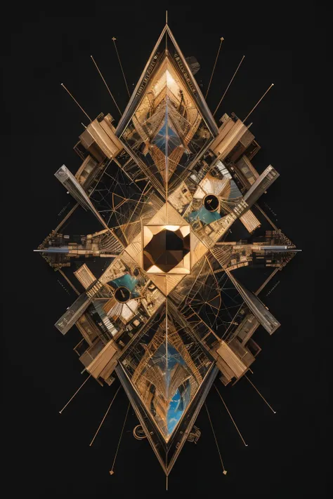 This composition aims to balance order and chaos, combining the ordered nature of geometric shapes with the dynamic and lively quality of intersecting lines. Intricate details invite viewers to explore the artwork closely, discovering new elements with eac...