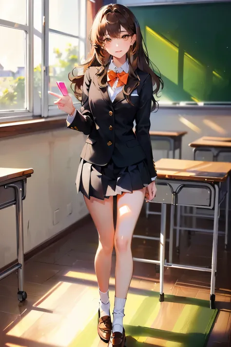 (((1girl))), ((best quality)), (((masterpiece))), ((ultra-detailed)), (illustration), (detailed light), (an extremely delicate and beautiful), (beautiful detailed eyes), (sunlight), ((extremely light)), 

((((school blazer and a pleated skirt)))),
school g...