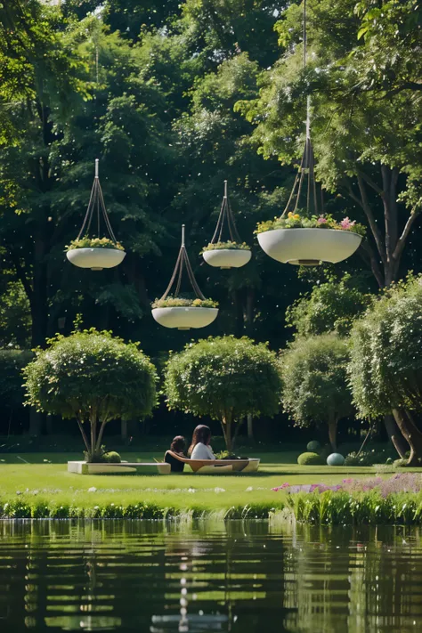 3.	Floating Gardens of Tranquility: Floating Gardens drift gracefully in the air, suspended by anti-gravitational technology. These gardens are meticulously designed to provide both recreational spaces and sources of organic sustenance for the inhabitants.