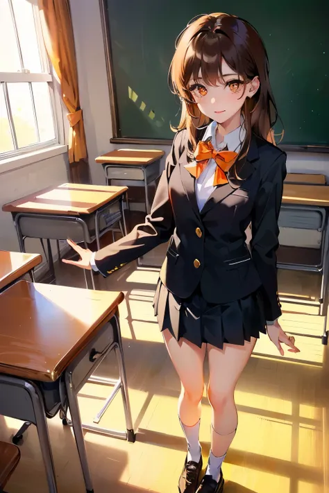 (((1girl))), ((best quality)), (((masterpiece))), ((ultra-detailed)), (illustration), (detailed light), (an extremely delicate and beautiful), (beautiful detailed eyes), (sunlight), ((extremely light)), 

((((school blazer and a pleated skirt)))),
school g...