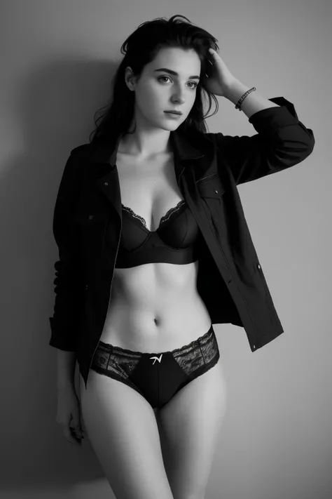 photographie d&#39;une femme de 20 ans, chef-d&#39;artwork, Bien, underwear, noir_Bien, Veste, noir_culotte