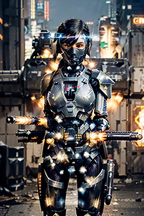 Highly detailed CG Unity 32k wallpaper, top quality, masterpiece, RAW photos, realistic, highest resolution, professional photography, dynamic, cinematic lighting, (cyberpunk:1.4), SF, sharp focus, depth of field, (perfect body, correct anatomy:1.5), Intri...