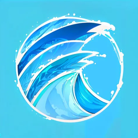 Blue and white logo with bird closeup, User photo, Profile picture, dream wave aesthetic, Avatar picture, blue background, blue crashing waves, ((waves, waves, User phototure, vapourwave, azure waves of water, vaporwave ocean, wave, best logo, Avatar photo...