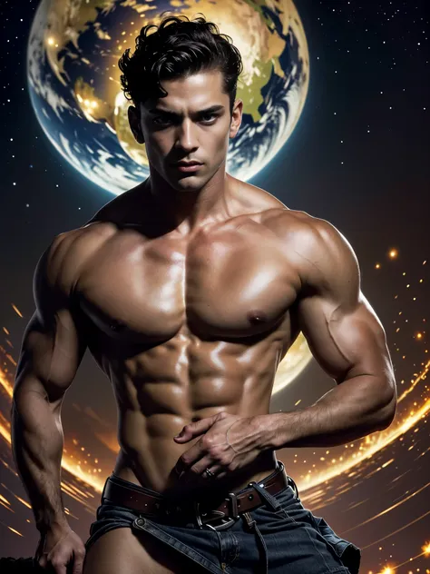 Photorealistic, ((best quality)), ((masterpiece)), (detailed), greek mythology , he is Atlas, the titan carrying the earth,he is struggling to hold the earth world on his shoulders, he is carying the earth on his shoulders, the earth is on his shoulders, d...