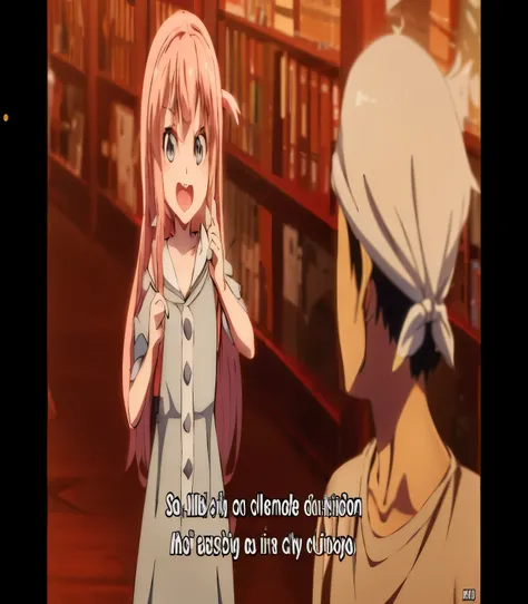 Anime-Szene, in der eine Frau in einer Bibliothek mit einer anderen Frau spricht, Ginko zeigt einen neuen Mushi, in einem Anime-Meisterwerk, Mirai Nikki, 2 0 1 9 Anime-Screenshot, Tokio-Anime-Szene, in einem Anime, Das heutige Anime-Standbild, Standbild au...