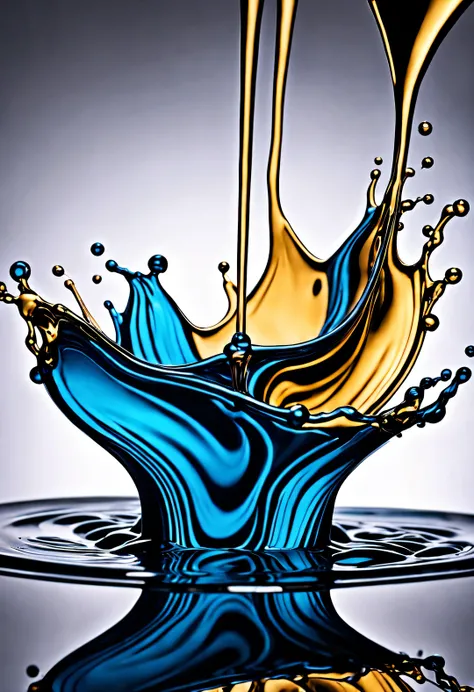 Pour ink containing metallic elements into water and photograph