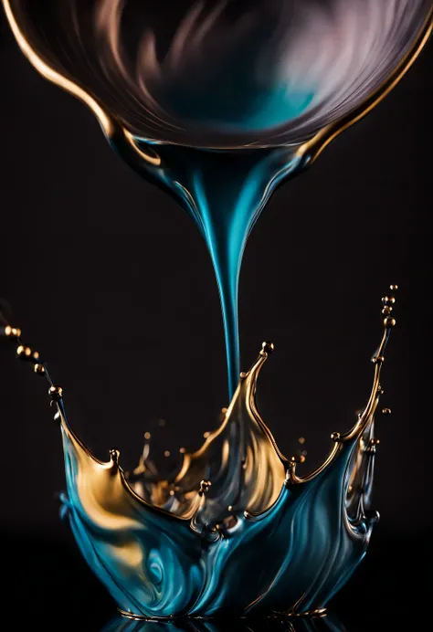 Pour ink containing metallic elements into water and photograph