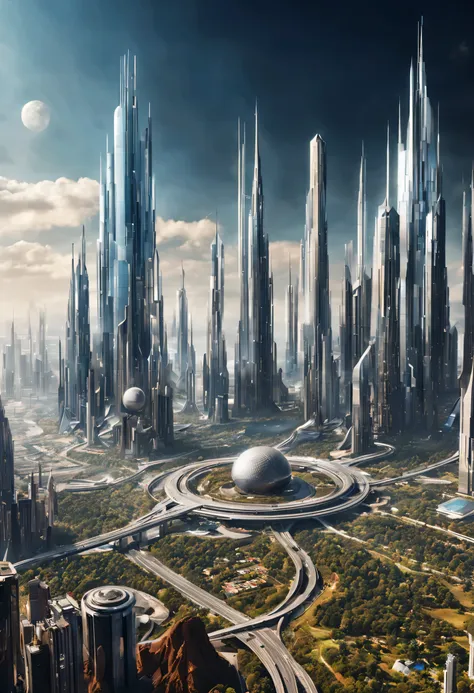 view of the futuristic city. elements of this image courtesy of nasa