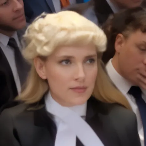 A beautiful female lawyer with blonde hair 