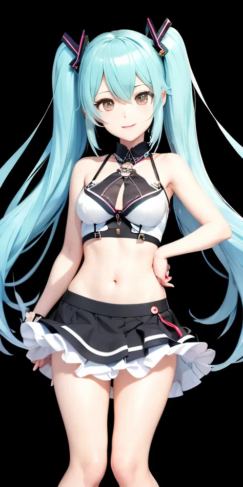 Hatsune Miku、Anime girl with long hair and a gun in her hand,Shimashima Pantiesがよく見える、Hatsune Miku、（Squatting down and opening her legs and showing her panties 1:4）、、spread legs、show panties,super mini skirt、緑と白のShimashima Panties、From miniskirt to c Kanta...