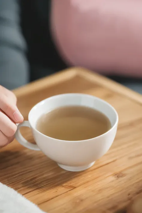 Stunning image: a man sitting at a table, admiring a sakura color tea cup filled with green tea. The table is set against a simple, clean background. (High definition: 1.2), (Clear visual: 720p), (Realistic depiction: hd --s2)

A man, with a calm expressio...