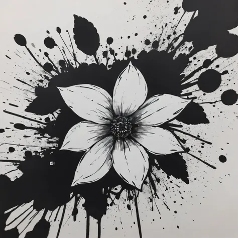 Ink splash art flower