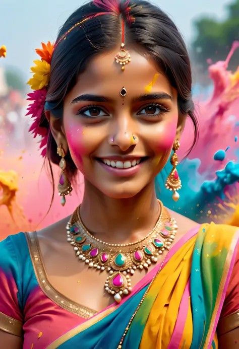 (best picture quality，4k,8k，hd，masterpiece:1.2)，super detailed，(lifelike，lifelike，lifelike:1.37)。indian festivals，painting festi...