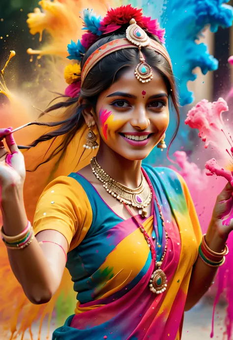 (best picture quality，4k,8k，hd，masterpiece:1.2)，super detailed，(lifelike，lifelike，lifelike:1.37)。indian festivals，painting festi...