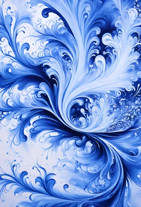 blue ink art,Wallpaper phone,airbrush painting style, Beautiful detailed